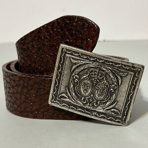 HAUPT By Georg Jansen Mens Etched Leather Belt Size 36